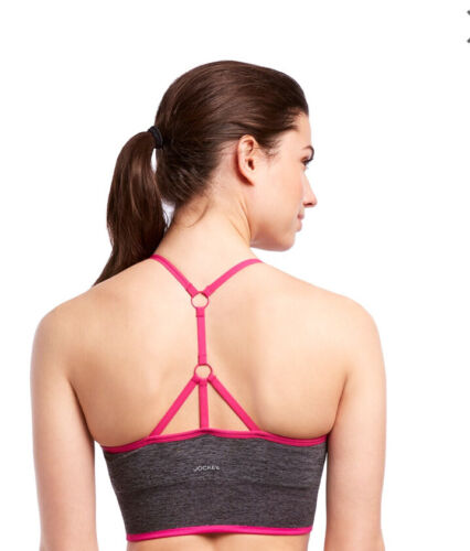 Jockey Women's Seamless Sports Bra Thin Back Strap-Charcoal & Fuchsia -UNIQUE!