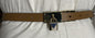 MICHAEL KOR BELT REVERSIBLE LUGGAGE/VANILLA MK LOGO GOLD PADLOCK BUCKLE SKINNY
