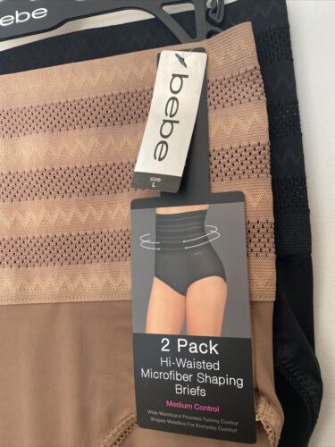 bebe Women’s 2 Pack High-Waisted Microfiber Shaping Briefs Tag Free NWT~
