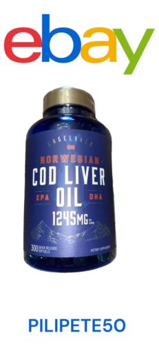 Cod Liver Oil Softgels | 1245mg | 300 Count | Norwegian | Non GMO, Gluten Free