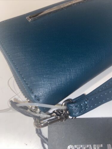 STEVE MADDEN WALLET WRISTLET TEAL GREEN SMOOTH TEXTURED SILVER ZIPPER~REAR FIND!