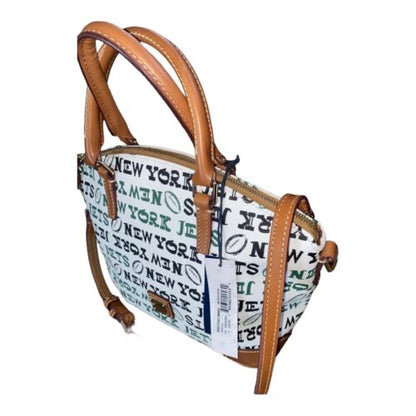 Dooney & Bourke NFL New York Jets Charli Satchel Crossbody White Multi $258 NWT