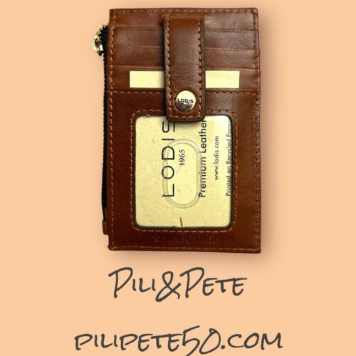 Lodis Wallet  Brown Monica Mini Stacker RFID Protection Genuine Leather- UNIQUE!