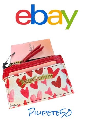 Juicy Couture WTRColor Heart White Valentines CC~Card Case~Key Chain~Coin Wallet