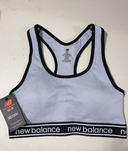 New Balance Medium Impact Sports Bra Style # 1153 Gray/Black/White Size XL