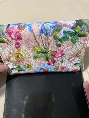 Betsey Johnson Peggable Card Case Flap Snap On Wallet FLORAL-Gold Hardware CUTE!