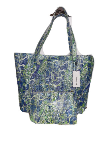 Brahmin Brooke Green Viper Melbourne Genuine Leather Tote Bag $365~NEW