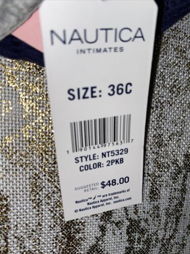 NÁUTICA 2PACK INTIMATES COMFORT BRAS SIZE 36C -WIRELESS-RETAIL $48-BEAUTIFUL NEW
