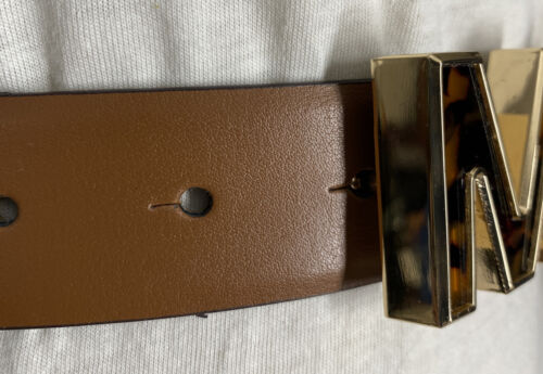 MICHAEL KORS BELT TAN WITH MK TORTOISE SHELL GOLD BUCKLE WOW!!!