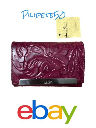Patricia Nash Wallet Cametti Leather Tooled RFID trifold Magenta Purple