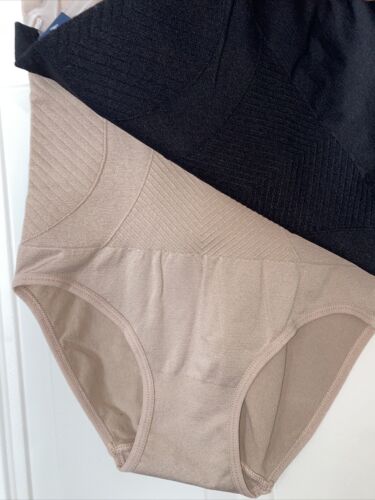 NAUTICA NT7128 2PKD SEAMLESS HI WAIST SHAPING BRIEF PANTIES~SMALL~GREAT FIT!