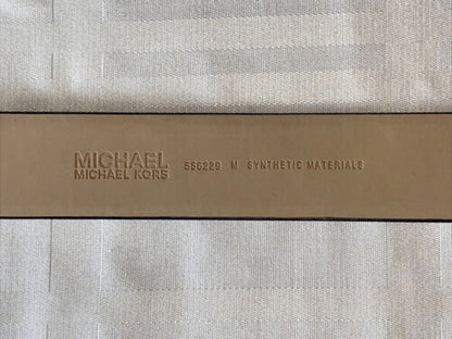 Michael Kors Belt Black With Printed Mk Logo Silver MK Circle Buckle￼ MSRP $68