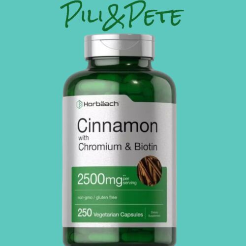 Cinnamon with Chromium & Biotin 2500mg | 250 Veg Capsules | by Horbaach