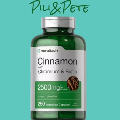 Cinnamon with Chromium & Biotin 2500mg | 250 Veg Capsules | by Horbaach
