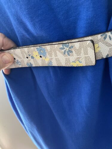 MICHAEL KORS BELT REVERABLE BLUE FLORAL MK LOGO/LUGGAGE GOLD MK BUCKLE MSRP $68❤