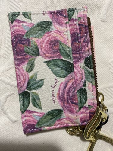 JUICY COUTURE MOODY GARDEN CREAM WHOLE LOTTA LOVE CARD-CASE KEY RING WALLET NEW