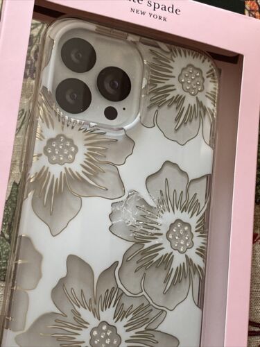 Kate Spade New York Protective Case iPhone 13 ProMax Floral White Rhinestone NEW