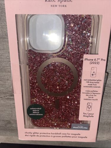 Kate Spade Phone Case iPhone 14 Pro Max  Magsafe Rosy Glitter Beautiful!!