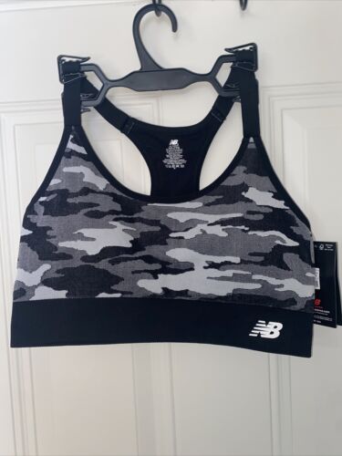 New Balance Medium Impact Sports Bra Style 116718 Black Camouflage Size XXL NEW