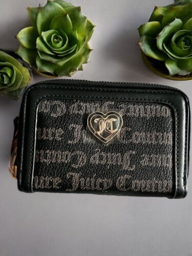 Juicy Couture Wallet-Black Taupe Liquorice Flawless Medium Double Zip Around