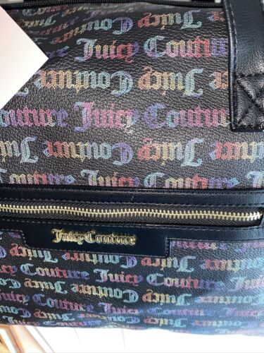 JUICY COUTURE WEEKENDER BAG RAINBOW BLACK BOLD WORD PLAY RETAIL$109 BEAUTIFUL !