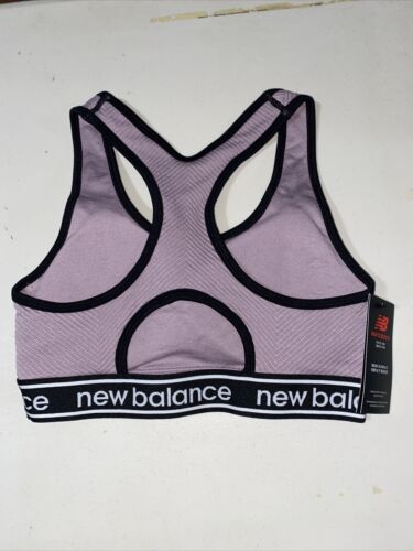 New Balance Medium Impact Sports Bra Style # 1153 Lavender/ Black LARGE NEW