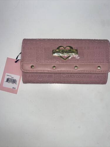JUICY COUTURE BLUSH PINK~GLAM ELONGATED FLAP WALLET~CLUTCH STAMPED~JUST FOR YOU!