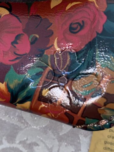 Patricia Nash~TORRI Floral Leather XBDY Purse Clutch~RUSTIC NATURE~NWT CUTE 🌺