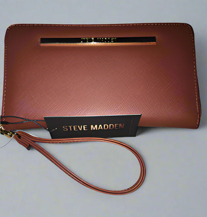 STEVE MADDEN WALLET WRISTLET COGNAC SMOOTH TEXTURED FANTASTIC!!!!