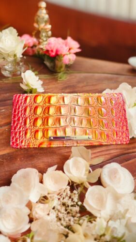 ✨New Women's Brahmin Melbourne Ady Leather Wallet INFUSION OMBRE Orange Genuine!