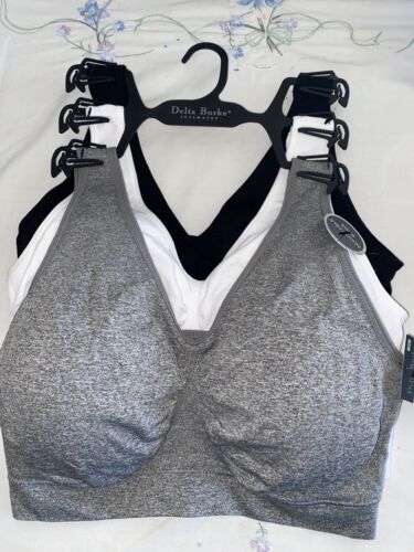 Delta Burke 3-Pack Seamless Bras Size 2X Soft Comfort Lounge Removable Pads NEW