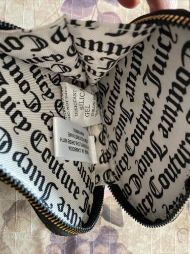 JUICY COUTURE BLACK AND GRAY HEART SHAPED COIN PURSE 5”D X 4.5” L X 1 “D