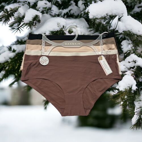 DANSKIN INTIMATES 5 Pack~Multicolor~No Show Panties Size L~ Style DS3219~UNIQUE