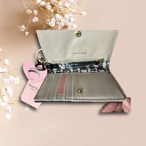 Juicy Couture Black Pretty Bow Faux Leather Flap Card Case Wallet NWT