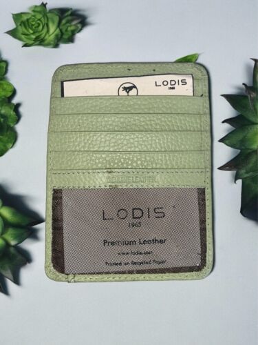 Lodis Light Green RFID Protection Card Case Window ID Genuine Leather Wallet
