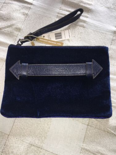 AIMEE KESTENBERG MELVILLE POUCH LAPIS BLUE LEATHER & VELVET CLUTCH GORGEOUS!!!!