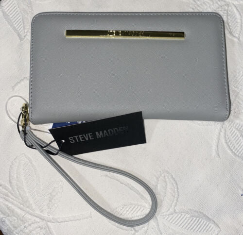 STEVE MADDEN WALLET WRISTLET MOSS/GRAY BZIPPY