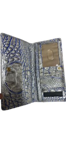 Brahmin Ady Wallet Eggshell Melbourne~Genuine Leather~Silver, Blue ~Gold  NWT