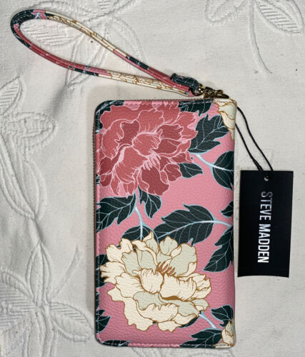 Steve Madden Wallet Wristlet Blush Floral Gold Zipper