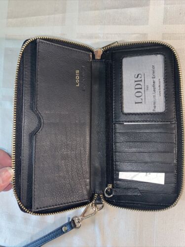 LODIS Red RFID Card Case Window ID~ Red & Black Ombre~ Leather Wallet~ UNIQUE!