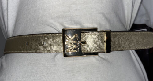 MICHAEL KORS BELT REVERSIBLE LUGGAGE/GOLD "SKINNY" BEAUTIFUL GOLD MK BUCKLE WOW!