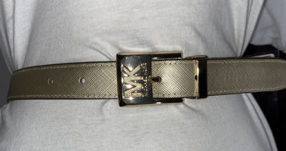 MICHAEL KORS BELT REVERSIBLE LUGGAGE/GOLD "SKINNY" BEAUTIFUL GOLD MK BUCKLE WOW!