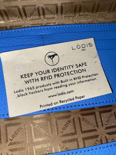 LODIS BLUE Kate Classic Pebbled Leather RFID Slim Large Flap Snap Wallet~UNIQUE