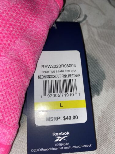 Reebok Sport Seamless Neon Knock￼ Out Pink￼ Bra  LARGE Retail $40 NEW