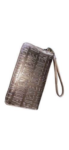 STEVE MADDEN WALLET WRISTLET METALIC ROSE GOLD STAMPED LOGO ~VERY CLASSY!!