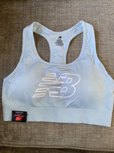 NEW BALANCE Medium Impact Sports Bra Style # 111048 Size XXL Smoked Blue CUTE