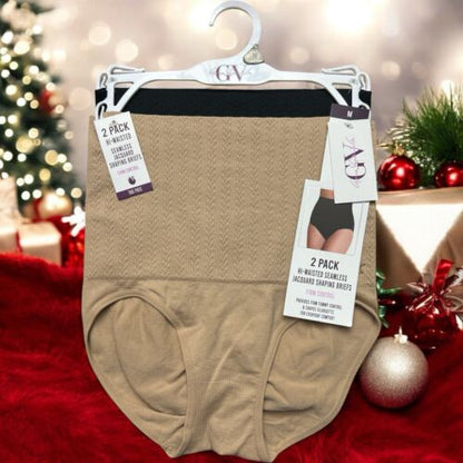 GLORIA VANDERBILT~2 Pack Jaquard Shaping Briefs Seamless~Hi-Wasited ALL SIZES!!!