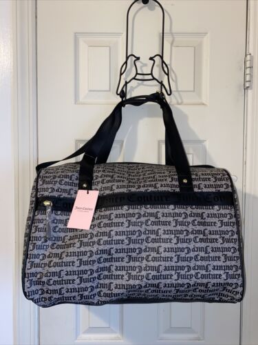 Juicy Couture Women Gothic Stat Black Our Zips Say It All Duffle Weekender Bag