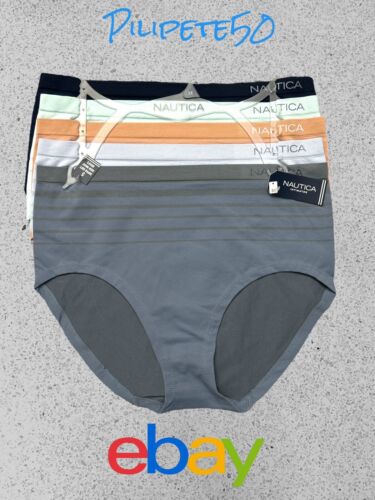 NAUTICA~NT9935 -5 PCK SIZE 3X~MULTICOLOR~SOFT HIGH WAIST BRIEF PANTIES GREAT FIT
