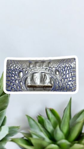 Brahmin Ady Wallet Eggshell Melbourne~Genuine Leather~Silver, Blue ~Gold  NWT